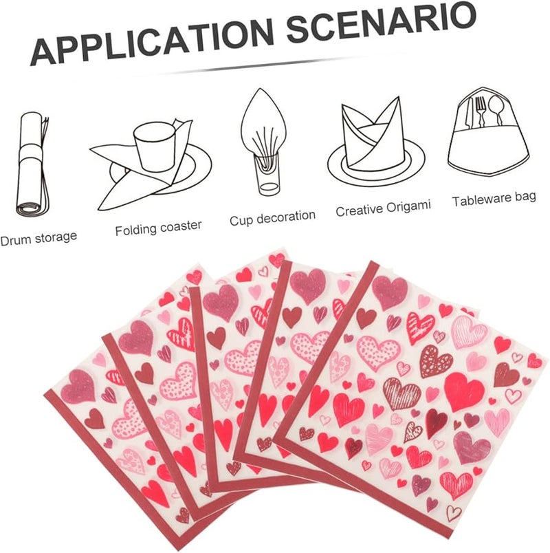Nolitoy 40 Sheets Heart Design Paper Napkins For Wedding Valentine Birthday Party - Image 4